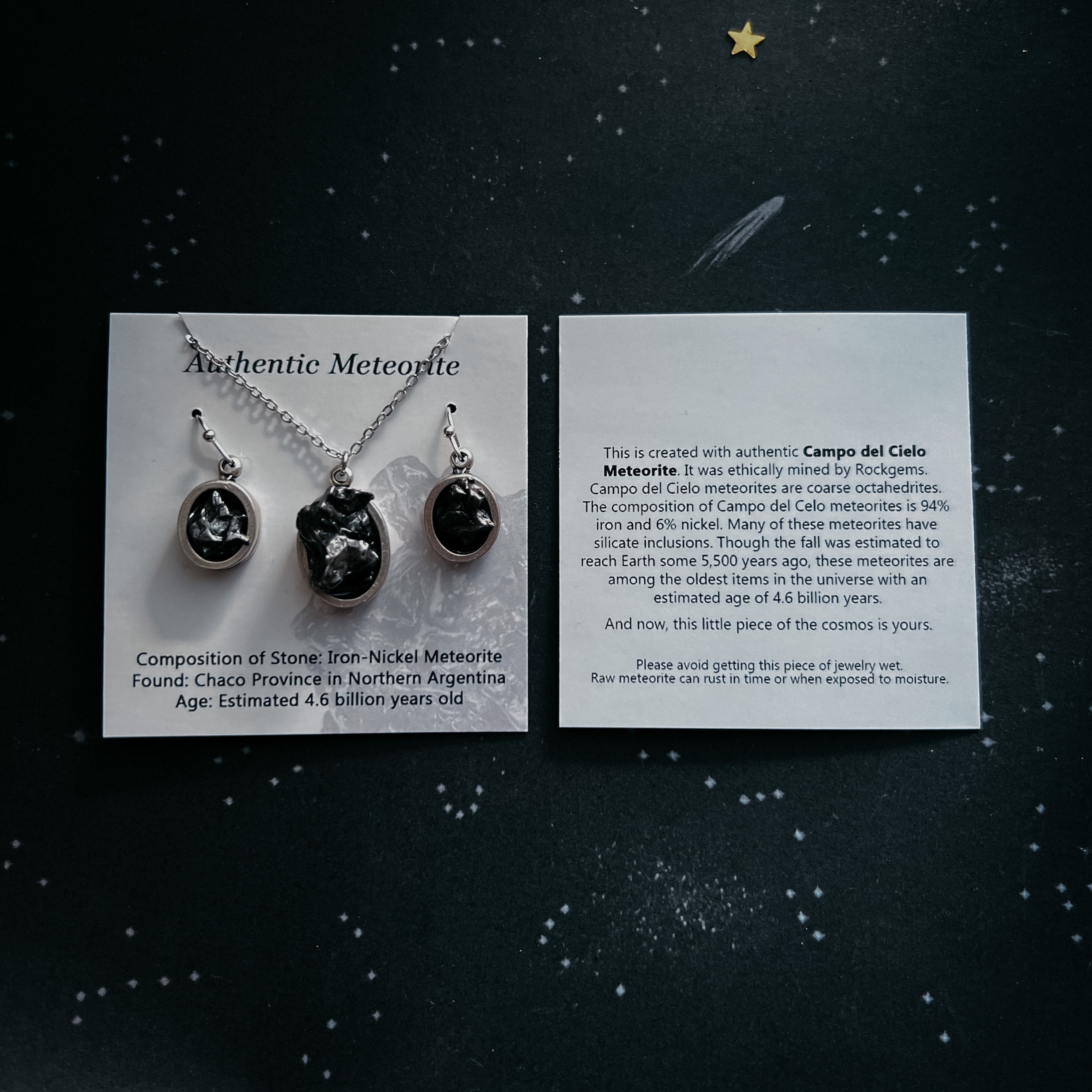 Stardust Vial Specimen Necklace with Meteorite
