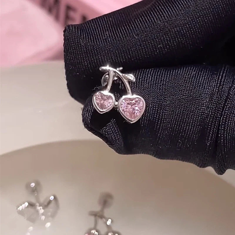 1 PCS Pink Bowknot Shiny Ear Bone Nail 316L Stainless Steel Korean Style Zircon Crystal Earring Women Y2K Cute Cochlea Jewelry