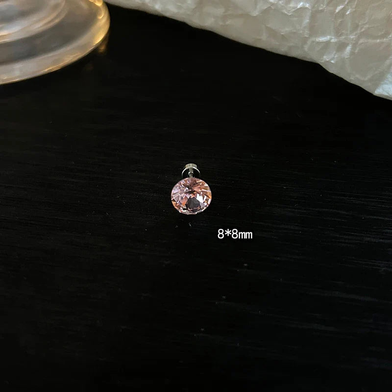 1 PCS Pink Bowknot Shiny Ear Bone Nail 316L Stainless Steel Korean Style Zircon Crystal Earring Women Y2K Cute Cochlea Jewelry