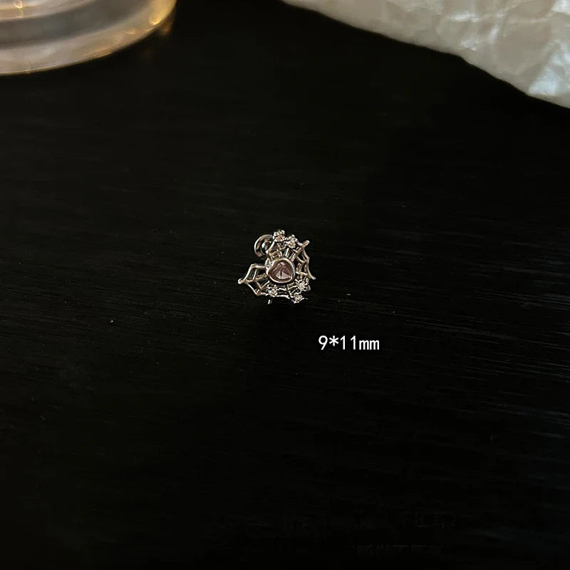 1 PCS Pink Bowknot Shiny Ear Bone Nail 316L Stainless Steel Korean Style Zircon Crystal Earring Women Y2K Cute Cochlea Jewelry